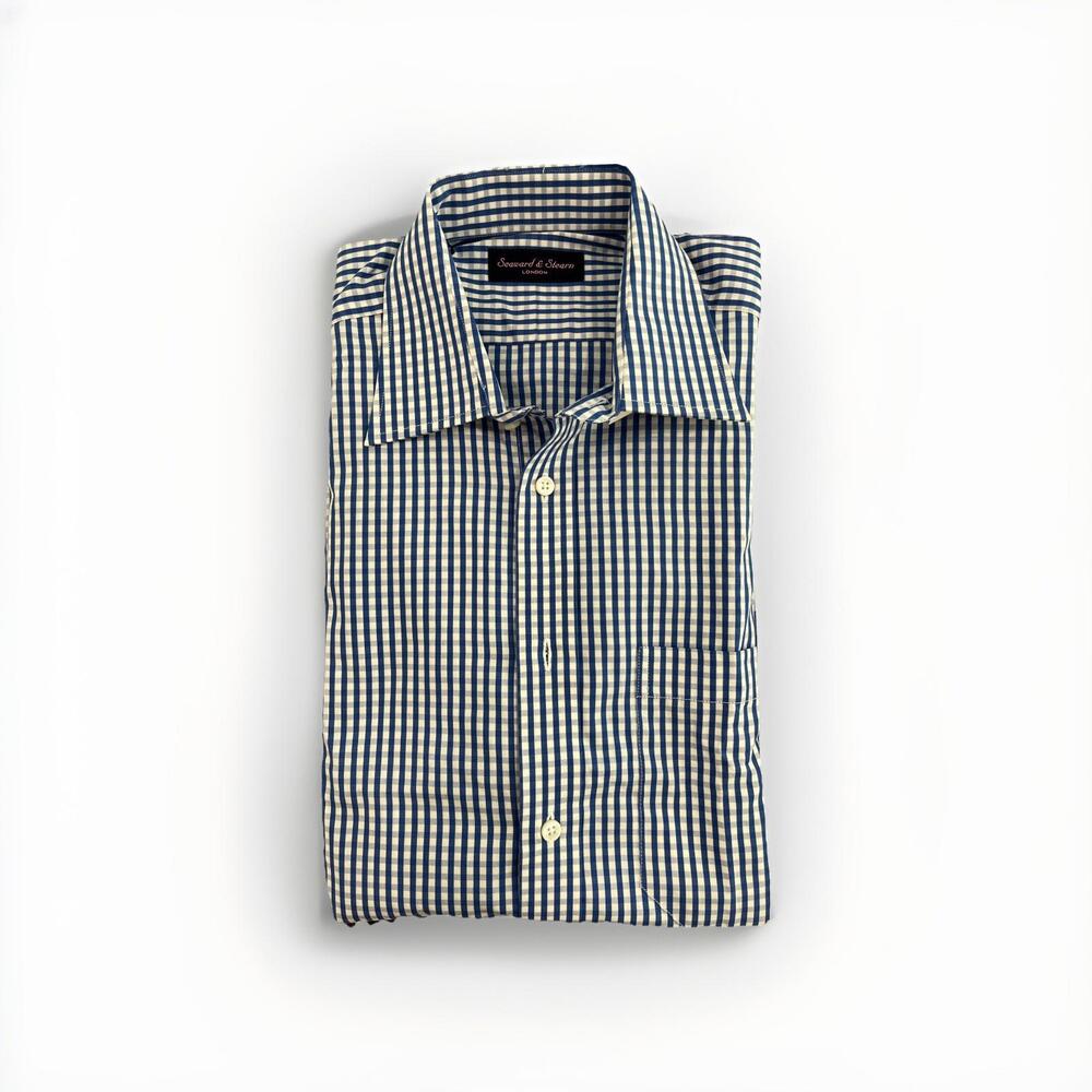 LNWOT SEAWARD STEARN MENS CASUAL BUTTON SHIRT BLUE 16/41 LARGE RP $200 ENGLAND